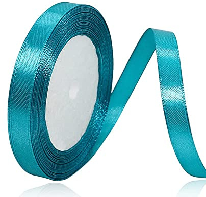 Türkis Satinband 10mm x 22Meters Schleifenband Pfauenblau Geschenkband Dekoband Stoffband für Geschenk, Basteln, Nähprojekte, Haarschleifen, Brautstrauß, Hochzeits Dekoration