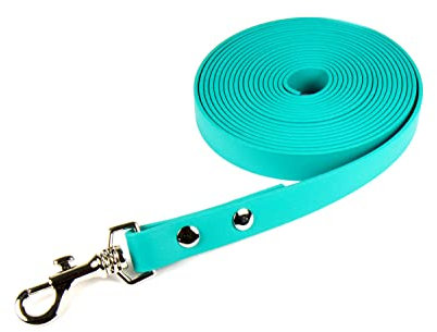 green-pawz Biothane® Schleppleine Teal 19mm breit, wahlweise Länge 1-15 Meter (15 Meter ohne Handschlaufe)