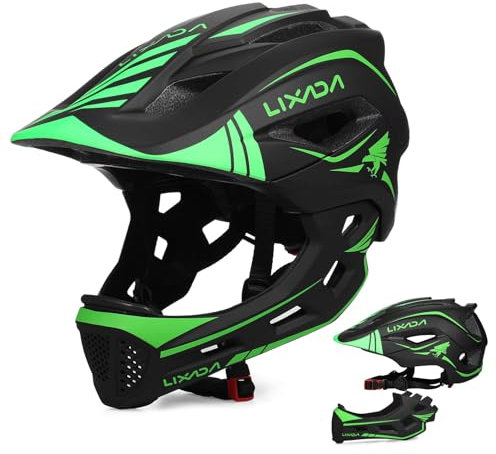 Fahrradhelm Kinder Helm Fullface Abnehmbar Unisex 52-58cm Children's Helmet 2-In-1 Integrated Größenverstellbar- Mit Abnehmbarem Kinnschutz Helmet inliner Für Fahrräder, Skateboards Lixada