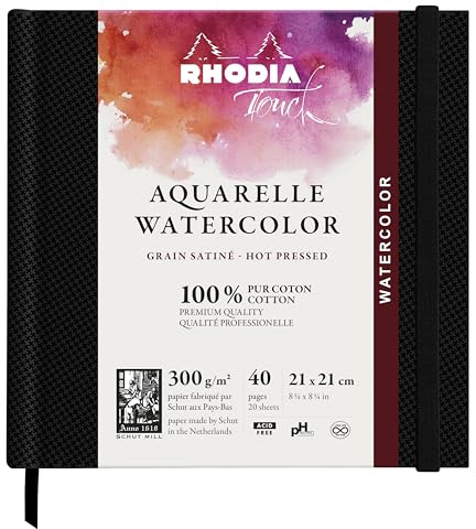 Rhodia 116161C Zeichenbuch Rhodia Touch Watercolor Book 21x21cm Schwarz
