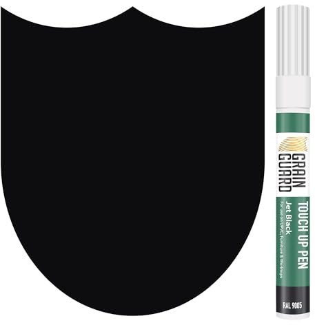 GRAIN GUARD Touch-Up Pen Jet Black (RAL 9005) Wood & UPVC | Scratch & Scuff Repair for Furniture, Kitchen Units, Doors, Worktops & UPVC, Fast Drying, Precise Tip, 10ml