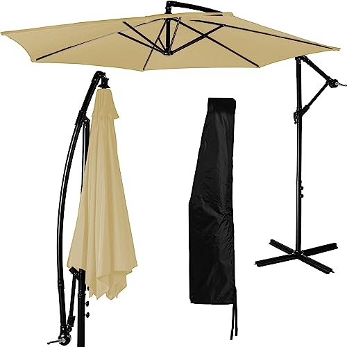 STILISTA Ampelschirm 350 cm mit Kurbelvorrichtung, inklusive Abdeckung, beige