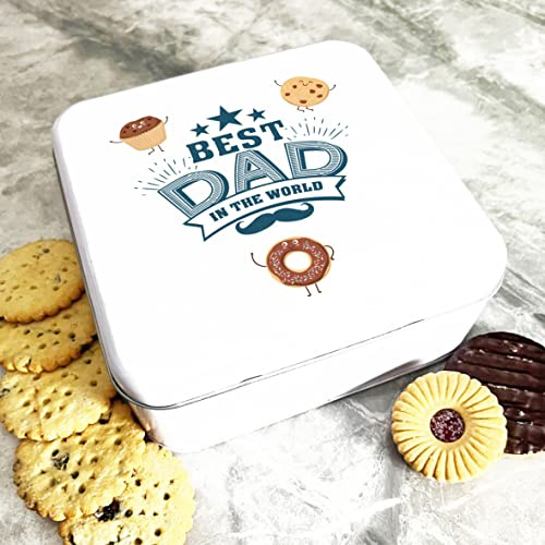 Fingerprint Designs Square Best Dad Funny Pastry Characters Personalised Treat Tin