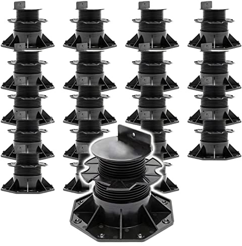 XPOtool Lot de 20x Plots de terrasse – Charge 2700 kg – Hauteur réglable 60-128 mm – en PP – Pieds de support pour Lames Dalles Lambourdes