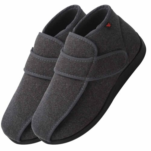 AZMAHT Ortopédicos para Mujer Ancho Especial Invierno Cálidas Zapatos para pies hinchados para diabéticos de Anchos Zapatillas ortopédicas para Mujer ortopédicos,Gris,45/275mm