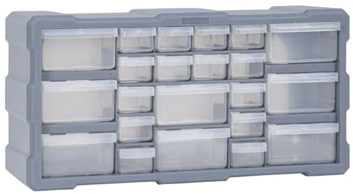 Gecheer Multi-Schubladen-Organizer, 22 transparente Schubladen aus schlagfestem PP-Kunststoff, 14 kleine und 8 mittelgroße Fächer, wandmontierbar, für Werkstatt, Hobbyraum und Näharbeiten geeignet