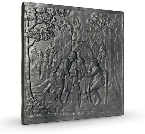 LUNA WAY CAST IRON - Plaque de Cheminée en Fonte | Décorée et Durable | Stocke et Réflète la Chaleur | Protège et Embellit Le Foyer, Gris, 60 x 60 cm, Èp. 1 cm, Fonte