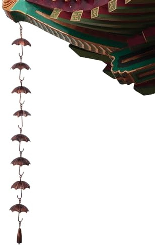 Regenketten, Regenschirm-Regenkette, Regenrinnenketten, Regenketten für Dachrinnen, Metall, dekorative Regenschirm-Regenkette, Glocke, 100 cm, für Zuhause, Garten, Terrasse, Outdoor-Dekoration