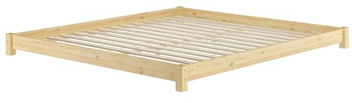 Erst-Holz®Flaches Echtholzbett Bodenbett 200 x 200 cm Kiefer MassivholzRollrost inkl.