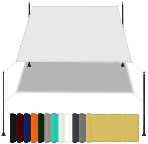 Telo Copertura Pergolato 3.5 x 3.5 m Impermeabile Telo Parasole Tenda Oxford con Protezione UV e Resistenza Agli Ideali per Cortile Patio e Campeggio, Bianco