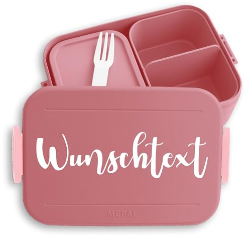 Kinder Bento Box Midi Lunchbox für Mepal Bentobox - Dein Wunschtext in Schreibschrift | Name Text Personalisiert - 900 ml - Rosa - brotbox teenager mädchen individualisierbar brotdose brotzeitbox