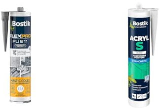 Bostik Mastic Colle Flexpro PU811 – Colle et Jointe Tous Matériaux – Multi-Usages & 310.11418 - Mastic Acryl S Maconnerie/Peinture - 310 ml - Blanc