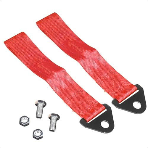 Sarini Cinghie da Traino per Auto Resistenti, Confezione da 2, Ganci da Traino da Corsa, Cinghie da Traino universali per paraurti Anteriore e Posteriore per Auto, SUV, Camion e ATV (Rosso)
