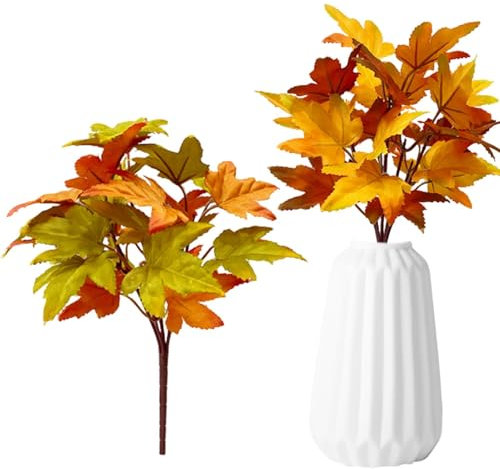 4 Stück Künstliche Dekozweige Herbstdeko Künstliche Ahornblätter, Zweige Herbstlaub Kunstpflanzen Ahornblätter Für Herbs-t Deko Thanksgiving Halloween Erntedankfest Küche Tischdeko 33x20x3,5cm