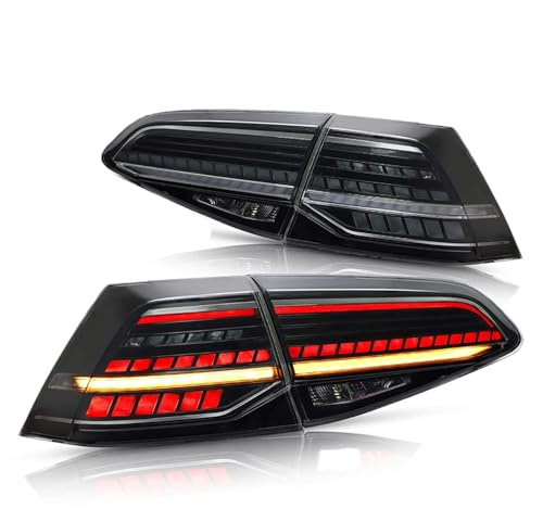 WzFacai6 Auto Rücklicht Montage Für VW Golf MK7 Golf 7 5 TSI TDI 2013-2019,Auto Rücklicht Montage Bremslicht Blinker Links/Rechts Ersatzteile,Smoke