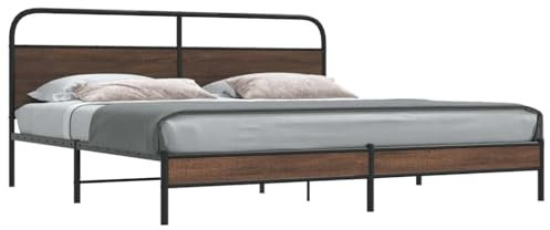 Xichuzi Metallbett ohne Matratze Braun Eichen-Optik 180x200 cm, Bett, Bed Frame, Familienbett, Bettrahmen, Bett Gestell, Bett Rahmengestell, Schlafzimmer Bett - 3318699