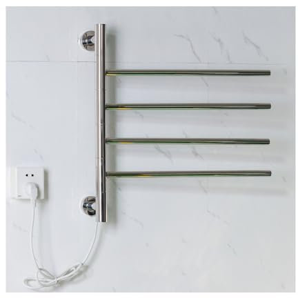 WRJAHCG Acciaio Inossidabile Termoarredo Asciugamani da Bagno,Elettrico Portasciugamani A Parete,Rotazione 180° Scaldasalviette Elettrico Bagno,Plug in