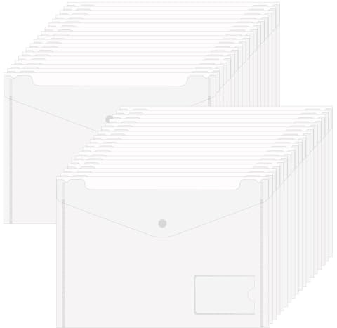 YOPEUC 36 Stück Dokumententasche A4,Transparent Dokumententasche Kunststoff mit Druckknopf,Dokumententasche A4 Abheftbar,Document Wallet für Dokumente Organisieren 32,5 x 23,5cm