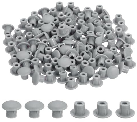 sourcing map 500Pcs Plastic Hole Plugs, 5/16 x 1/4(DxH) Hole Cover Tubing End Cap for Round Holes(5mm), Cabinet Furniture Cupboard Shelves, Dark Gray