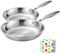 Lot de 2 poêles à frire en acier inoxydable 304 de qualité supérieure - 20-28 cm - Pour plaques à induction et four - Poignée ergonomique - Ustensiles de cuisine sains pour steak, œufs, cuisine