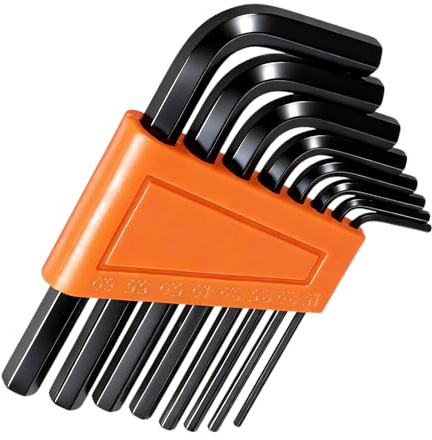 QfwdfcTrenz Juego de llaves hexagonales, juego de 8 llaves hexagonales métricas en forma de L de 1,5 a 6 mm, juegos de llaves Allen métricas, llave en forma de L con llavero, color negro