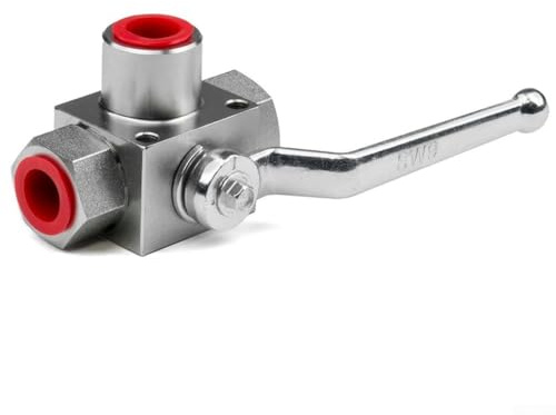 Honseadek Vanne à bille hydraulique à 3 voies haute pression pour vanne d'arrêt NPT 1/2 en acier au carbone 7250 PSI Contrôle manuel pour eau, huile, gaz industriel (NPT1/4)