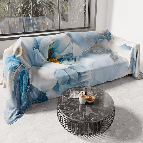 PETTI ARTIGIANI ITALIANI - Cubresofá Multiuso de Microfibra Antimanchas, Diseño 25 Floral 13, Lavable y Protector para Sofá, Colcha y Cubremesa – 400x270 cm - Made in Italy