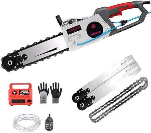 Kindevieft Motosega Elettrica per Cemento con Motore Brushless, Tagliamuri a Catena Elettrica Portatile, con 2 Catene/2 Barre di Guida, per Granito e Cemento Depth35cm