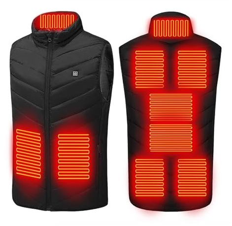 Heated Gilet for Men Women, Electric USB Heated Vest, Unisex Body Warmer, 2-31 Zone Sleeveless Heating Jacket, 3 Temperature Levels Heating Waistcoat, Autumn Winter Jackets (Not Battery Pack)