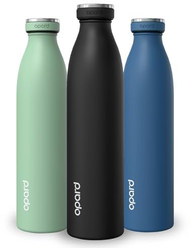 Opard Grip Thermosflasche 750ml, 36h Kalt & 12h Heiß Trinkflasche Edelstahl, Trinkflasche Kohlensäure Geeignet, Metall Trinkflasche, Auslaufsicher isolierflasche für Erwachsene/Kinder Schwarz