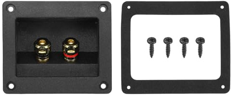 sourcing map 3 Inch Square Speaker Box Terminal Cup, 2-Way ABS Subwoofer Plug Connector Double Binding Posts Spring Loaded Jack for Car Stereo Speaker Wire Sub Box