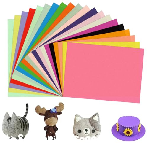 Packung mit 20 Bastelfilzblättern in verschiedenen, Filz zum Basteln 20X30CM, Bunter Filzstoff, DIY Filzplatten, Felt Fabric Filzrolle, Filzen für Kinder, Kinder Vliesstoff Stoff Filzplatten