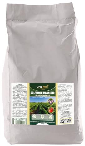 Solfato di Magnesio concime universale biologico, Indicato su frutticole, Orticole, Aromatiche, Fragole e ornamentali. Migliora la crescita e il raccolto. Busta 5 Kg