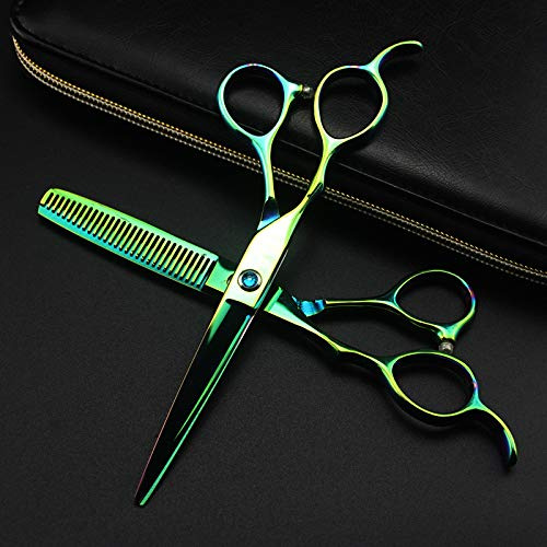 YZCIS Professionelle Haarschneideschere, professionelle 440c Linkshänder 6 Zoll grüne Haarschere Haarschnitt Effilierschere Friseurschere (grün)