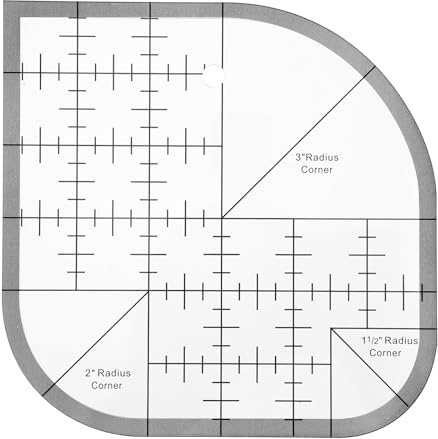 Quilax Cortador de esquina curvado, regla de patchwork, regla acrílica para coser curva, regla, regla, regla curva, para bricolaje, accesorios de costura, patchwork SquareLineal,Artesanía