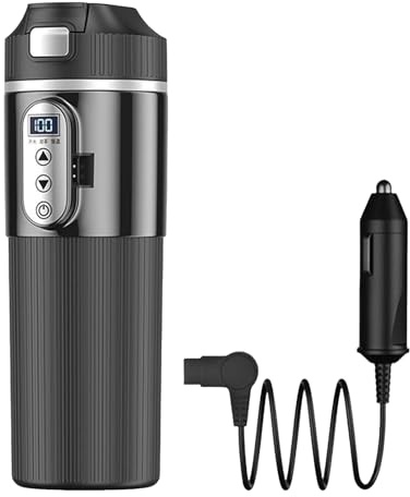 Taza calefactora para vehículos, Taza de café eléctrica para automóvil, calefactable multifuncional de 12 V/24 V, Tazas calentadas negras, caldera de agua caliente para coche para conducir, acamp