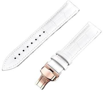 FYXT 18mm 20mm 22mm 24mm Bambumönsterarmband Fjärilsspänne Business Casual Klockarmband Klocktillbehör Grönt(White-rose gold,18mm)