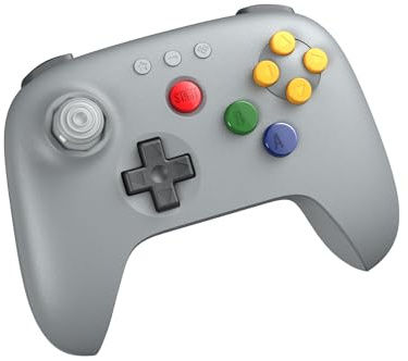 8BitDo 64 Bluetooth Controller for Analogue 3D, Switch, Switch 2, Windows, and Android (Grey)