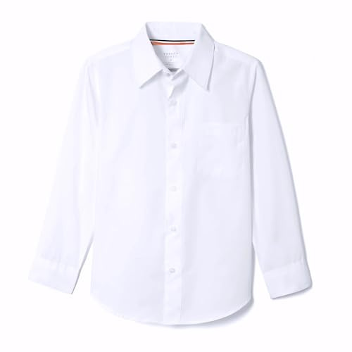 French Toast Boys' Long Sleeve Classic Dress Shirt (Standard & Plus) Button, White, 16 Years