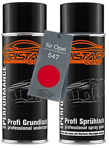 TRISTARcolor Autolack Set Spraydosen für Opel 547 Magmarot/Flame Red | Set aus Grundlack + Basislack, Sprühdosen 400ml