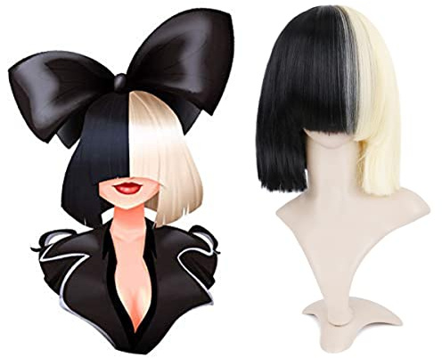 Creamily Perruque Bob Longueur d'épaule (Noir Blond)