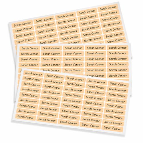 Indigos UG Namensaufkleber Kinder Schule - 150 Sticker - 36x7 mm - Aufkleber selbst gestalten - Namensschilder selbstklebend Kindergarten, Sticker KITA, Brotdose, Flasche, Federmappe, Stifte - sand