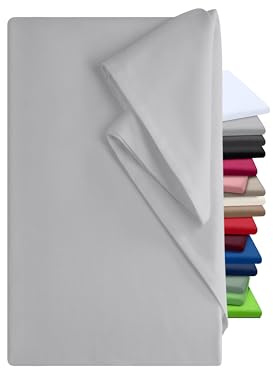 npluseins Bettlaken 240x275cm - Leintuch ohne Gummizug - Tuch ist ideal für Terrasse Reisen Camping und Tischtuch - Wohnmobil Laken - Betttuch ohne Gummizug - 100% Baumwolle, ca. 240 x 275 cm, Silber