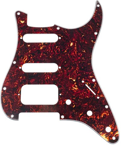 Musiclily Pro 11 Löcher Round Corner HSS Strat Schlagbrett Gitarren Pickguard mit 2 Schrauben Humbucking Pickup Mount für Fender American/Mexican Stratocaster E-Gitarre,4 lagig Tortoise