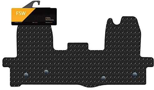 FSW Tailored Van Mats Fits Ford Transit MK8 2016-On, 5mm Rubber, Black | 1-Piece, Custom Fit, Extra Heavy Duty Floor Mats, Anti-Slip, Waterproof, Fitted With Clips