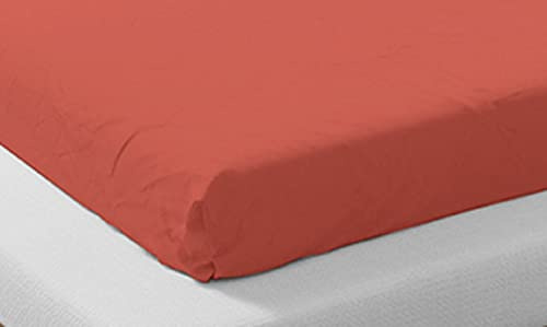 Drap Housse en Coton Biologique (Orange, 90_x_200_cm)