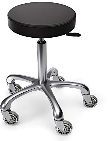TASALON Tabouret roulant réglable avec roues Fauteuil roulant confortable pour salon de beauté Tabouret pivotant doux Spa, tatouage, pédicure, massage Esthéticien Noir