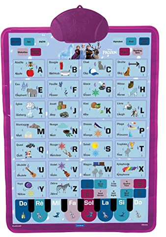 Lexibook, La Reine des Neiges, Poster éducatif bilingue, vocabulaire, Musique, Quiz, JCMAT10FZi1