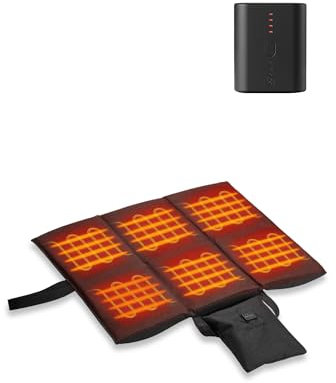 ORORO Cojín de asiento calefactado con batería, plegable con calefacción USB, para silla de oficina, estadio y camping (negro)