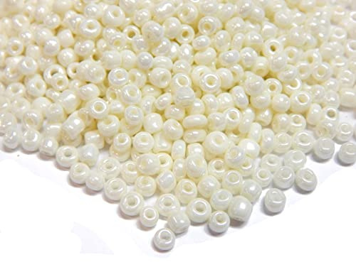 Perlin Rocailles Glasperlen Indianerperlen Saatperlen Pony Perlen 3mm Opak Matt 8/0 Opak gelüstert Opaque Seed Beads 3300 Stk (Beige)